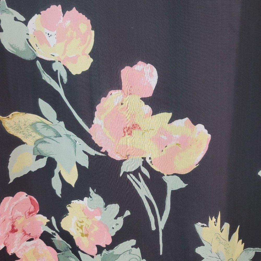 Vintage Lolette Womens Sz 10 Floral Sheer Midi Dress Lined Romantic Fairy 90s - Picture 14 of 15